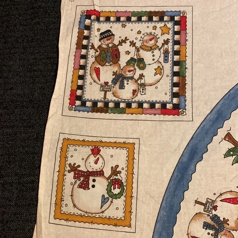 Vintage Let It Snow Christmas tree skirt Sewing panel / fabric